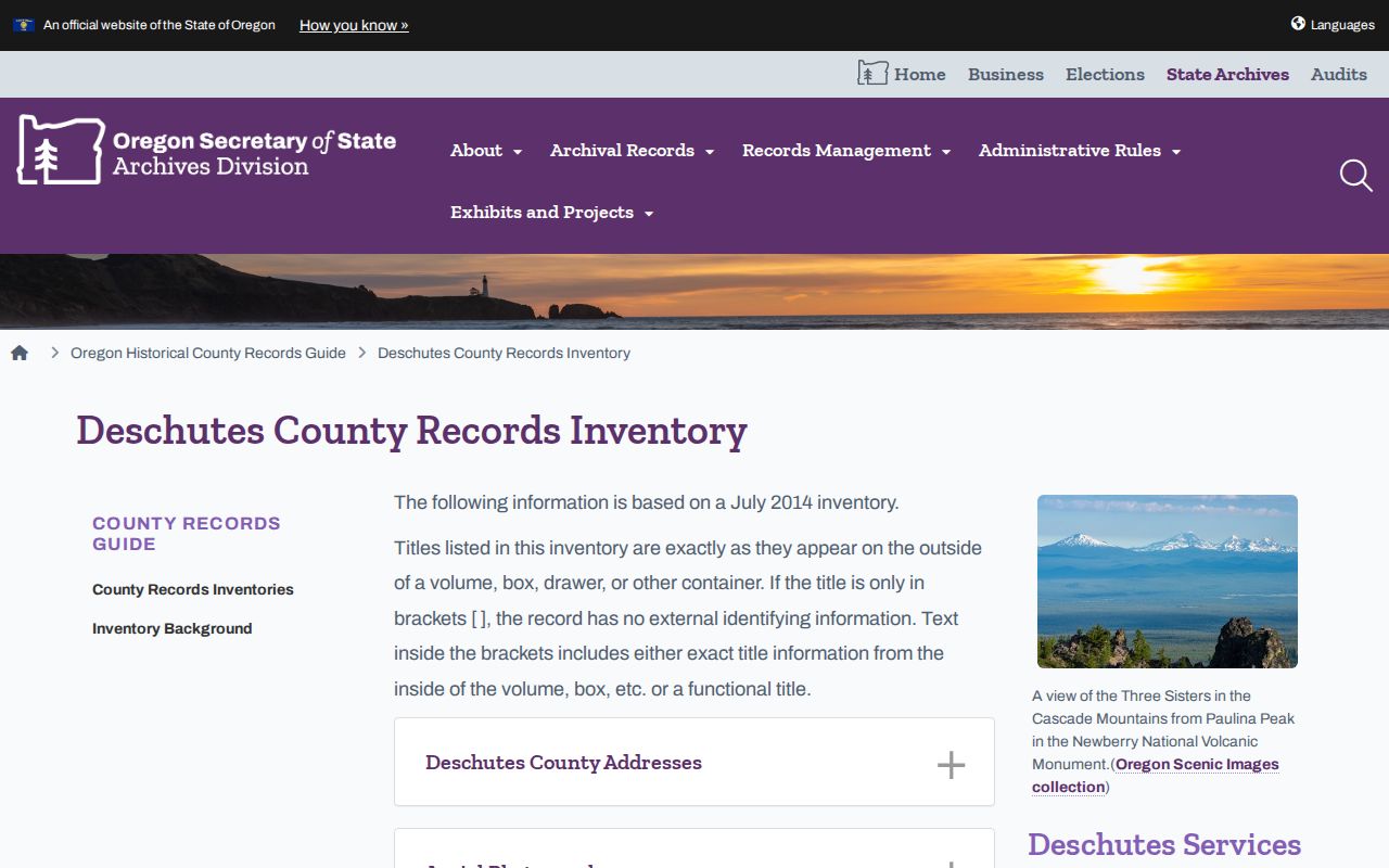 Redmond city directory corroboration through Oregon Archives Deschutes County inventory