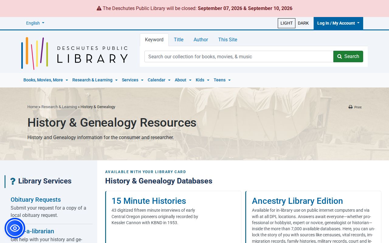 Redmond city directory research at Deschutes Public Library history and genealogy resources